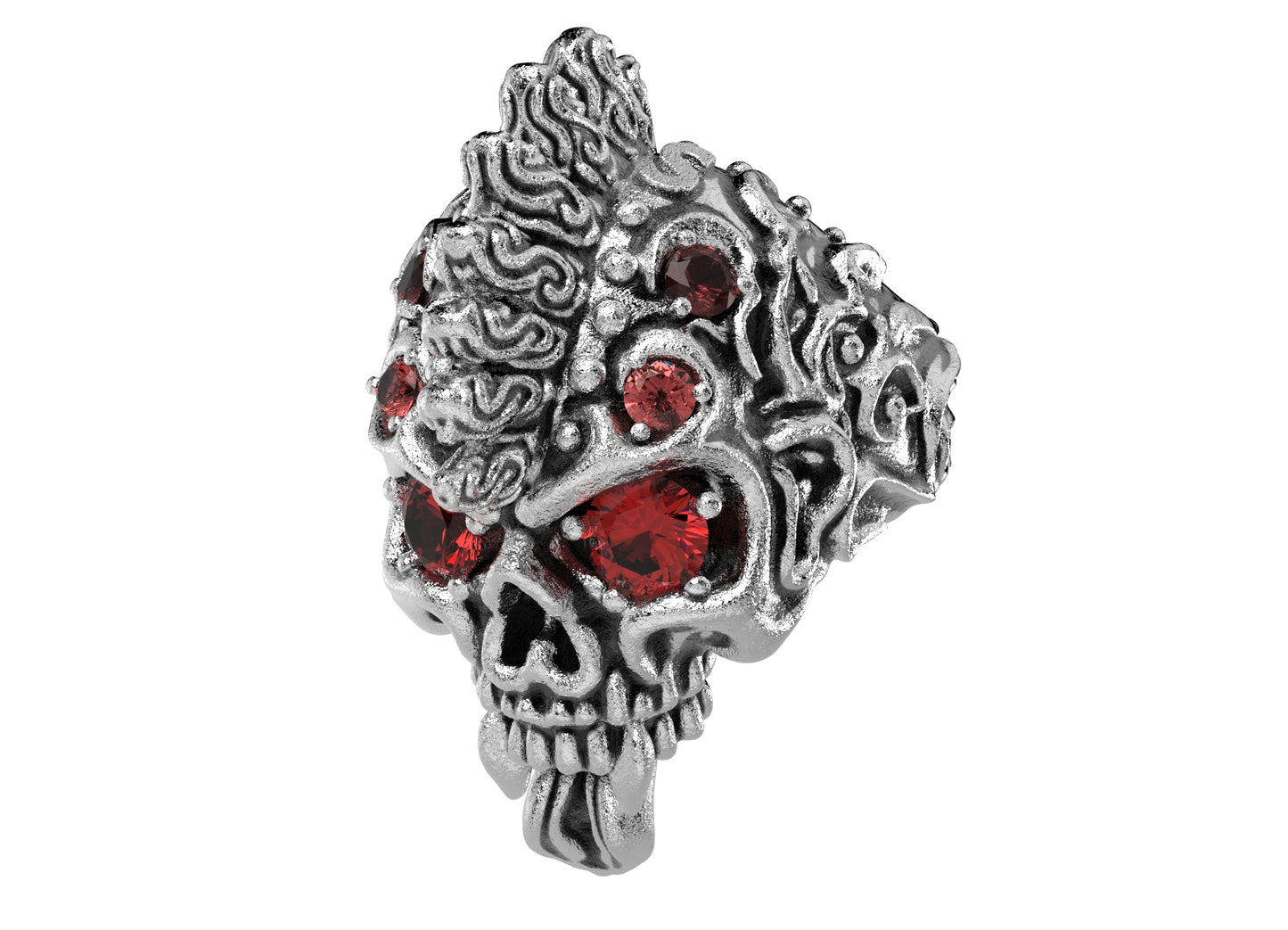 Badass Gothic Punk Skull Ring With Gems CAD Design-GP34-GS 3D PRINTED MODEL