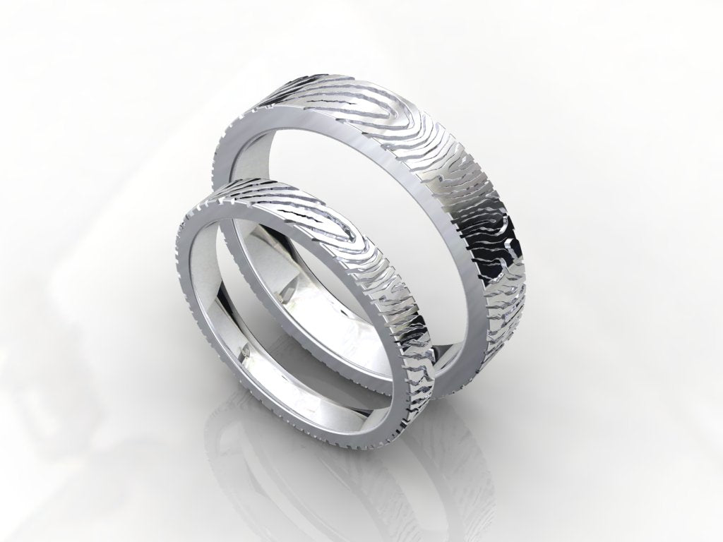 Wedding Set Rings Finger Print Styles CAD Design For Men And Women- CC125MW