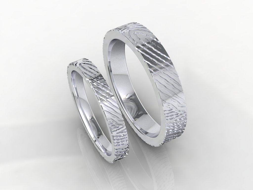 Wedding Set Rings Finger Print Styles CAD Design For Men And Women- CC125MW