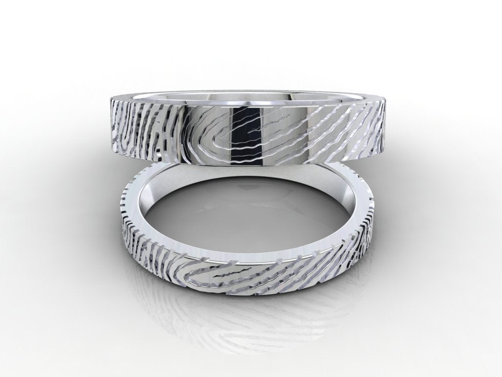 Wedding Set Rings Finger Print Styles CAD Design For Men And Women- CC125MW
