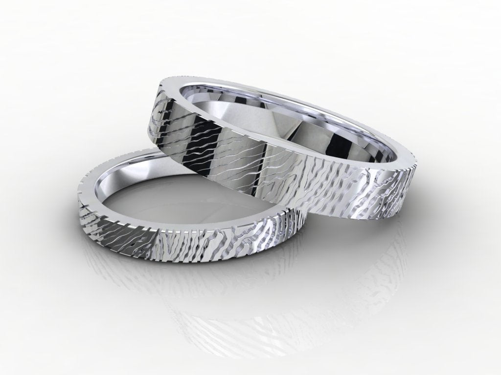Wedding Set Rings Finger Print Styles CAD Design For Men And Women- CC125MW