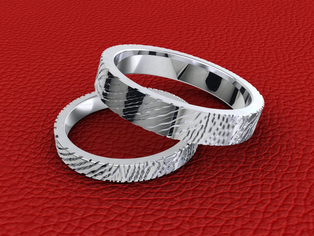 Wedding Set Rings Finger Print Styles CAD Design For Men And Women- CC125MW