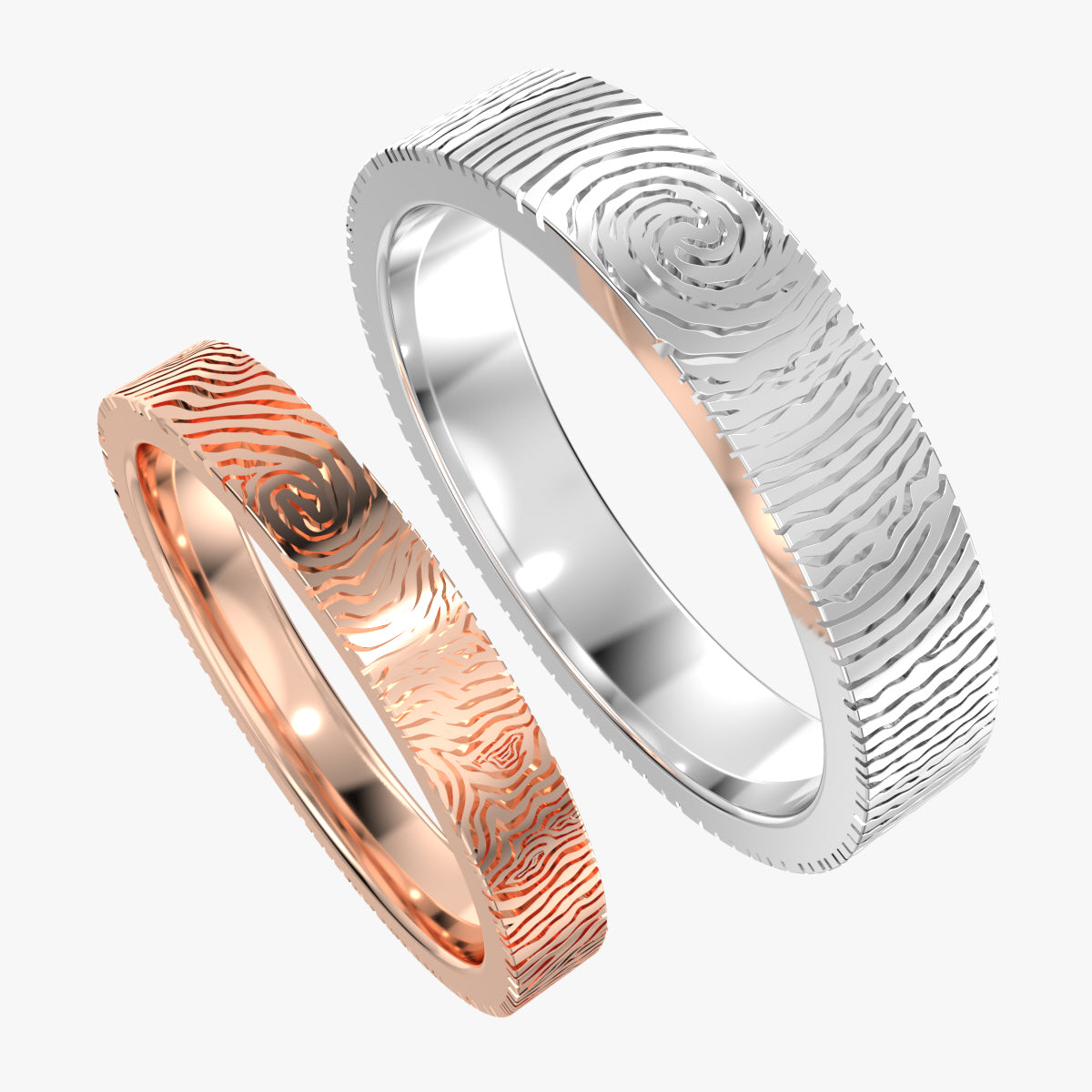 Wedding Set Rings Finger Print Styles CAD Design For Men And Women- CC125MW