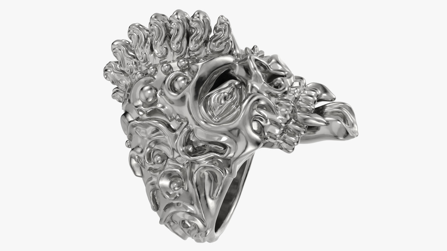 Badass Gothic Punk Skull Ring 3D CAD Design-GP34S 3D Print Model