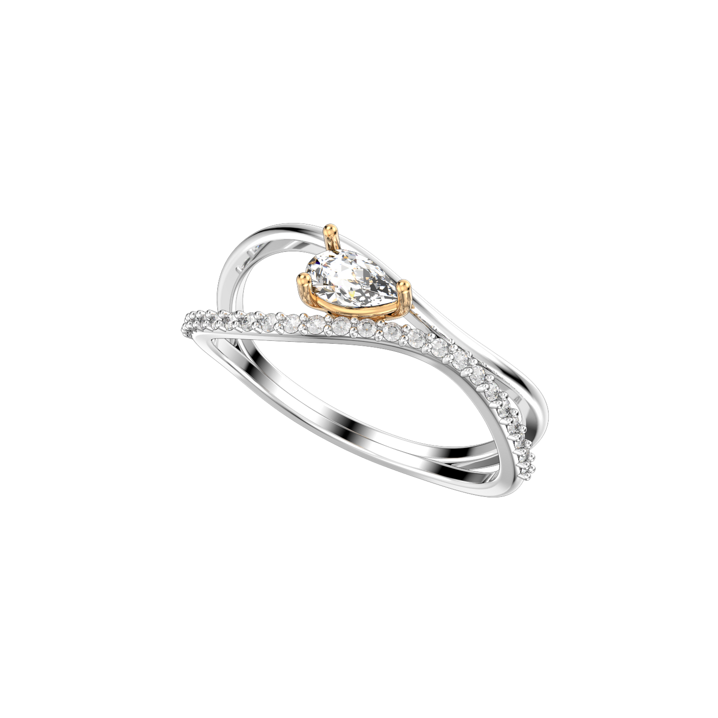Light Weight Jewelry Diamond Pear Ring 3D Design-X004