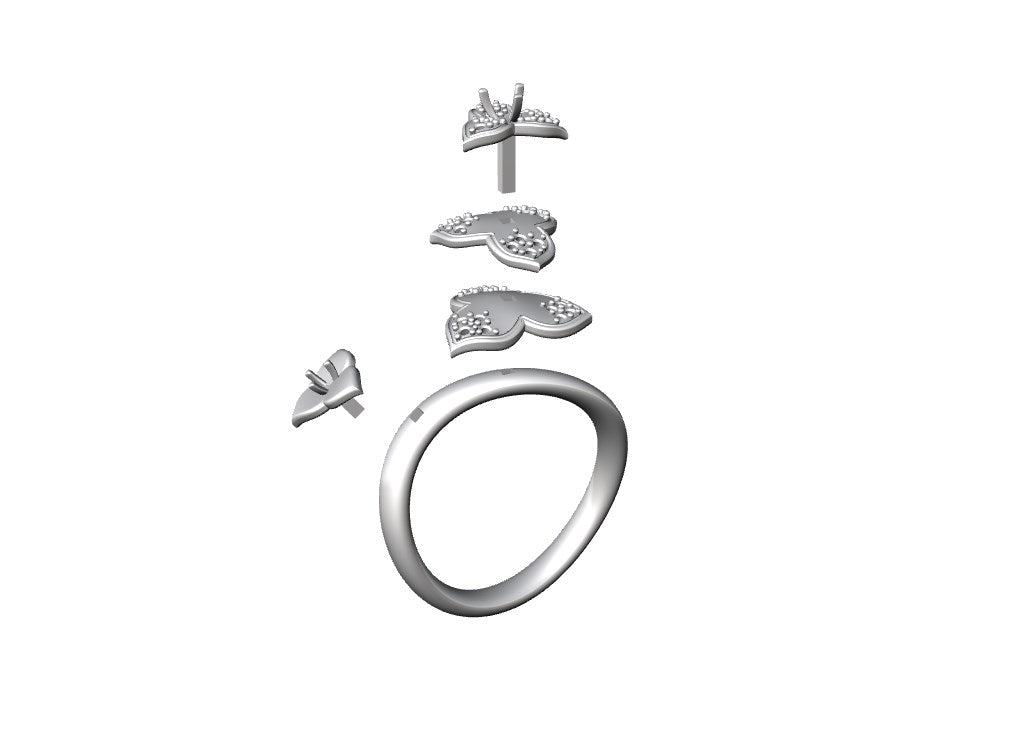Diamond Flower Leaf Women Ring 3D CAD Design-R001G 3D PRINT MODEL