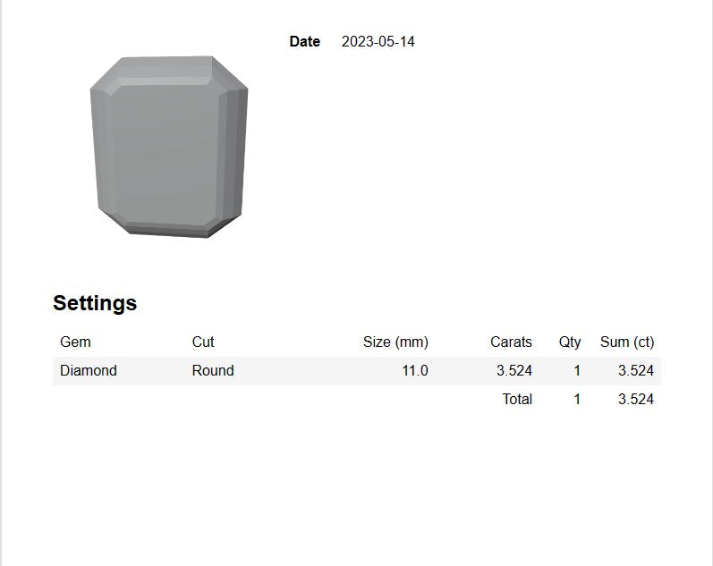 Emerald Cut Gemstone Gold Pendant CAD Design-JCNP-05 3D Print Model