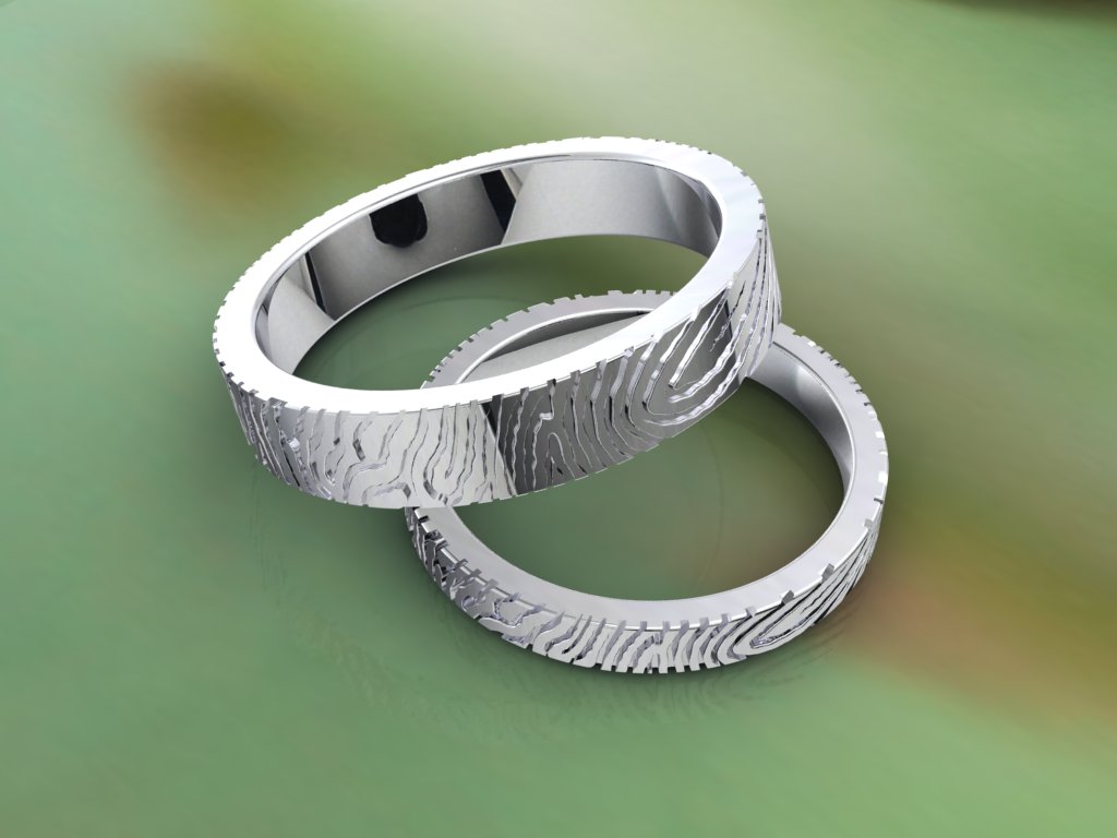 Wedding Set Rings Finger Print Styles CAD Design For Men And Women- CC125MW
