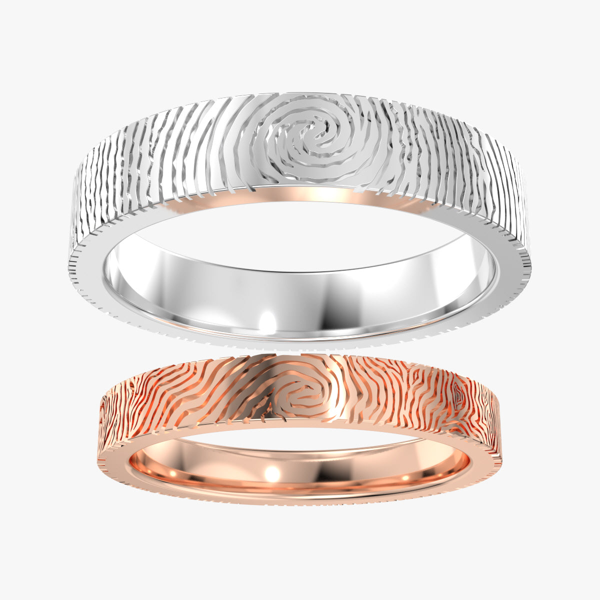 Wedding Set Rings Finger Print Styles CAD Design For Men And Women- CC125MW