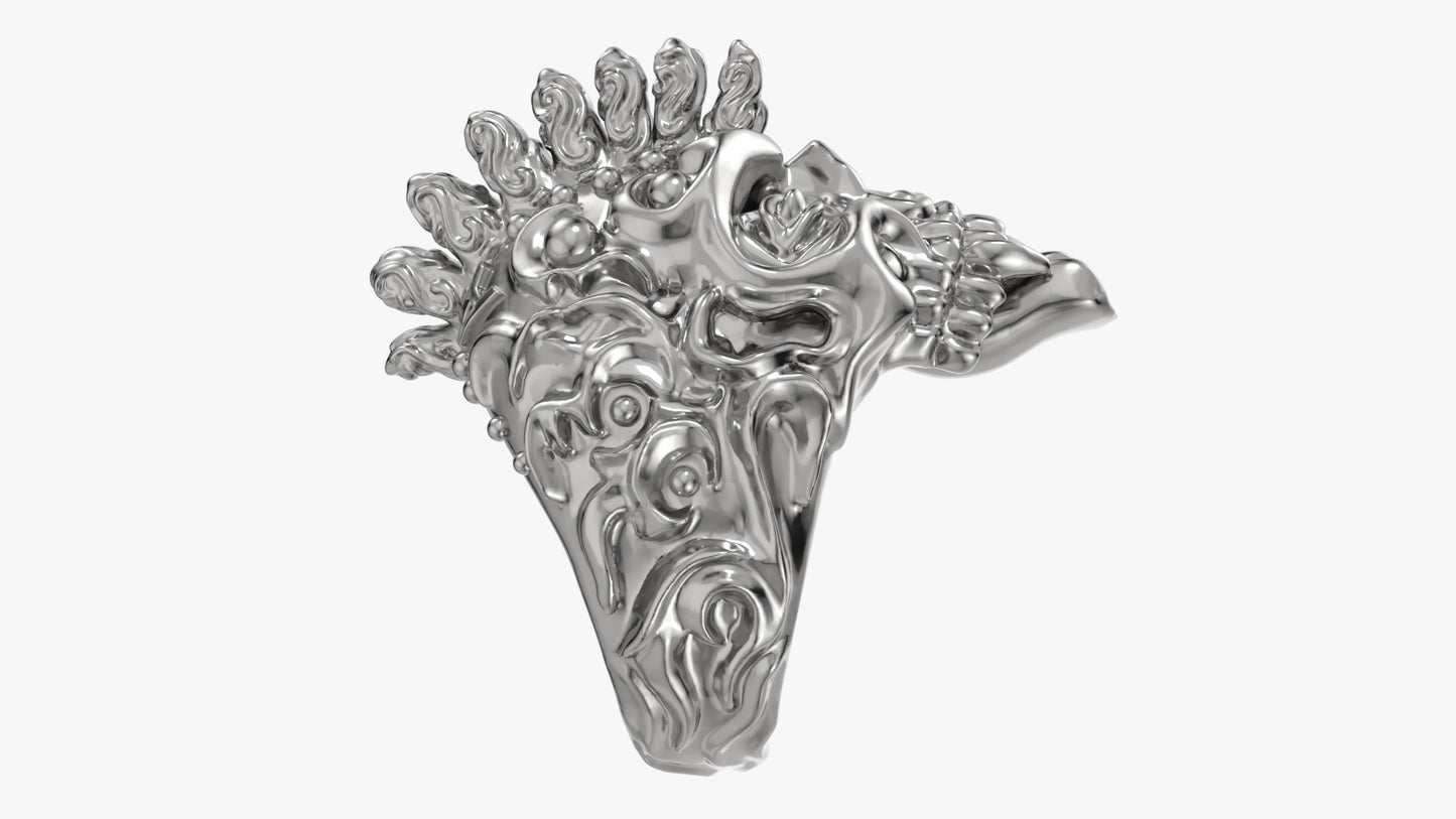 Badass Gothic Punk Skull Ring 3D CAD Design-GP34S 3D Print Model