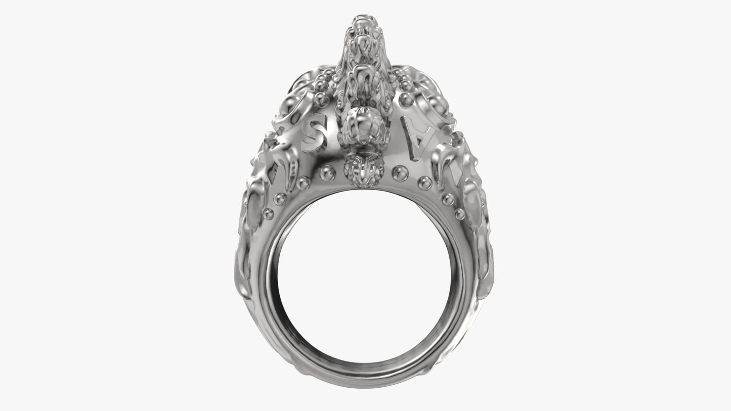 Badass Gothic Punk Skull Ring 3D CAD Design-GP34S 3D Print Model