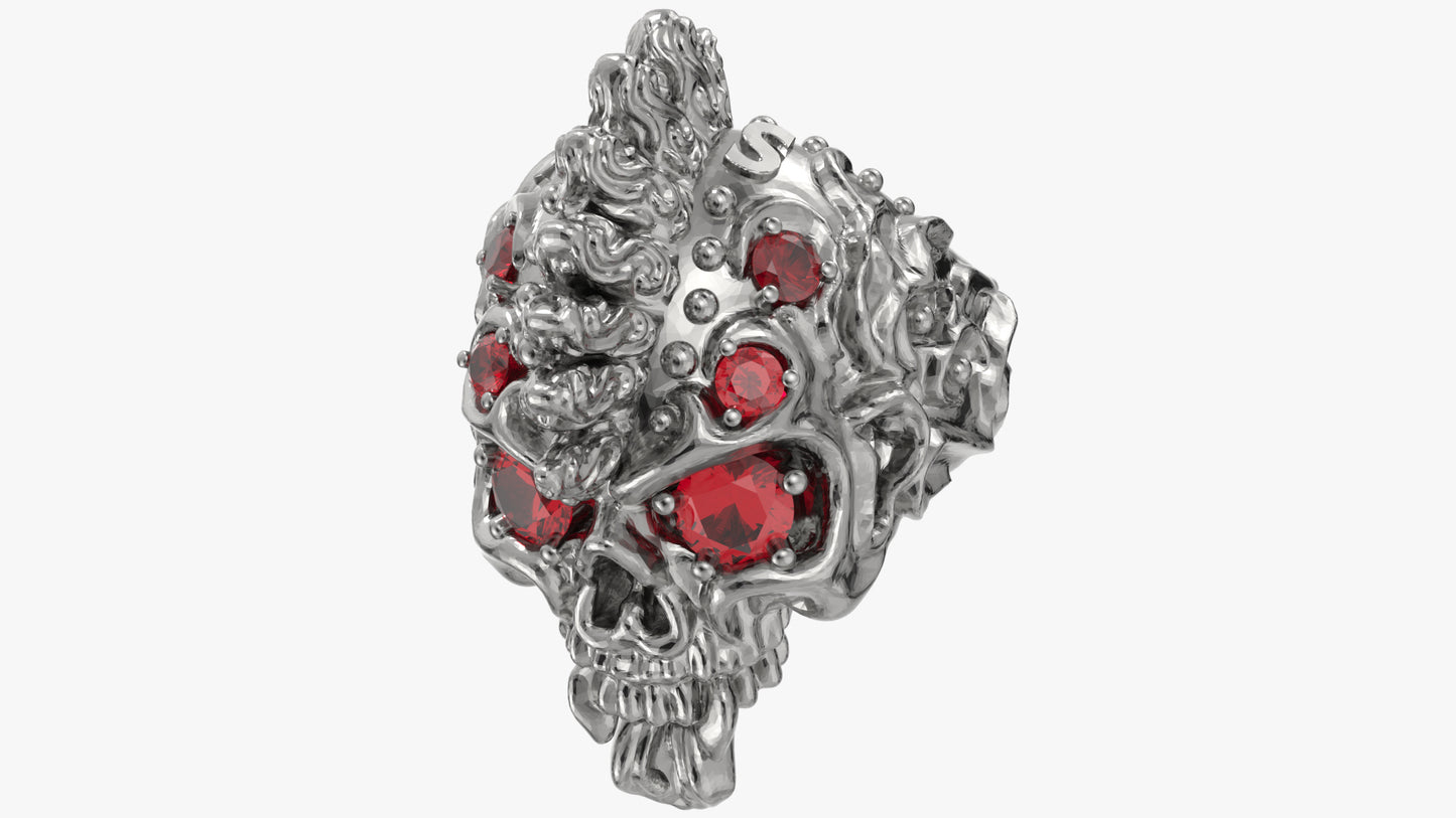 Badass Gothic Punk Skull Ring With Gems CAD Design-GP34-GS 3D PRINTED MODEL