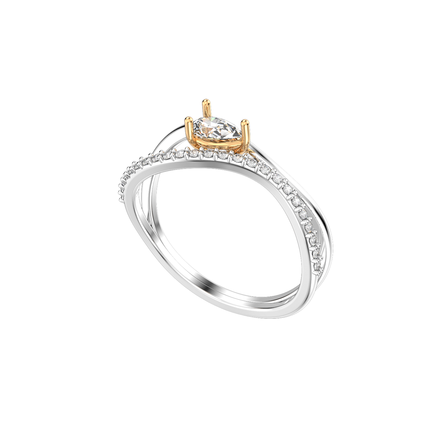 Light Weight Jewelry Diamond Pear Ring 3D Design-X004