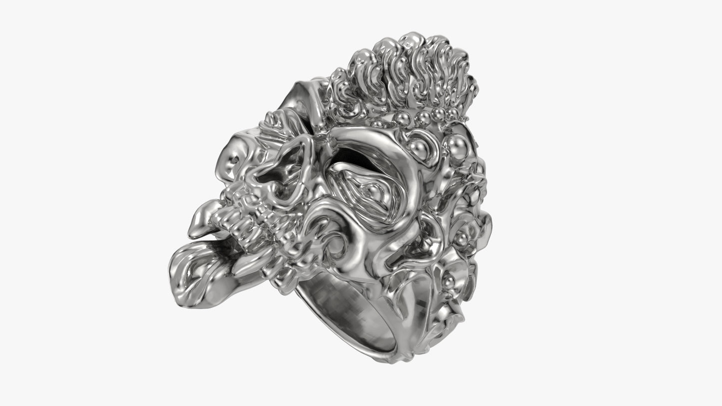 Badass Gothic Punk Skull Ring 3D CAD Design-GP34S 3D Print Model