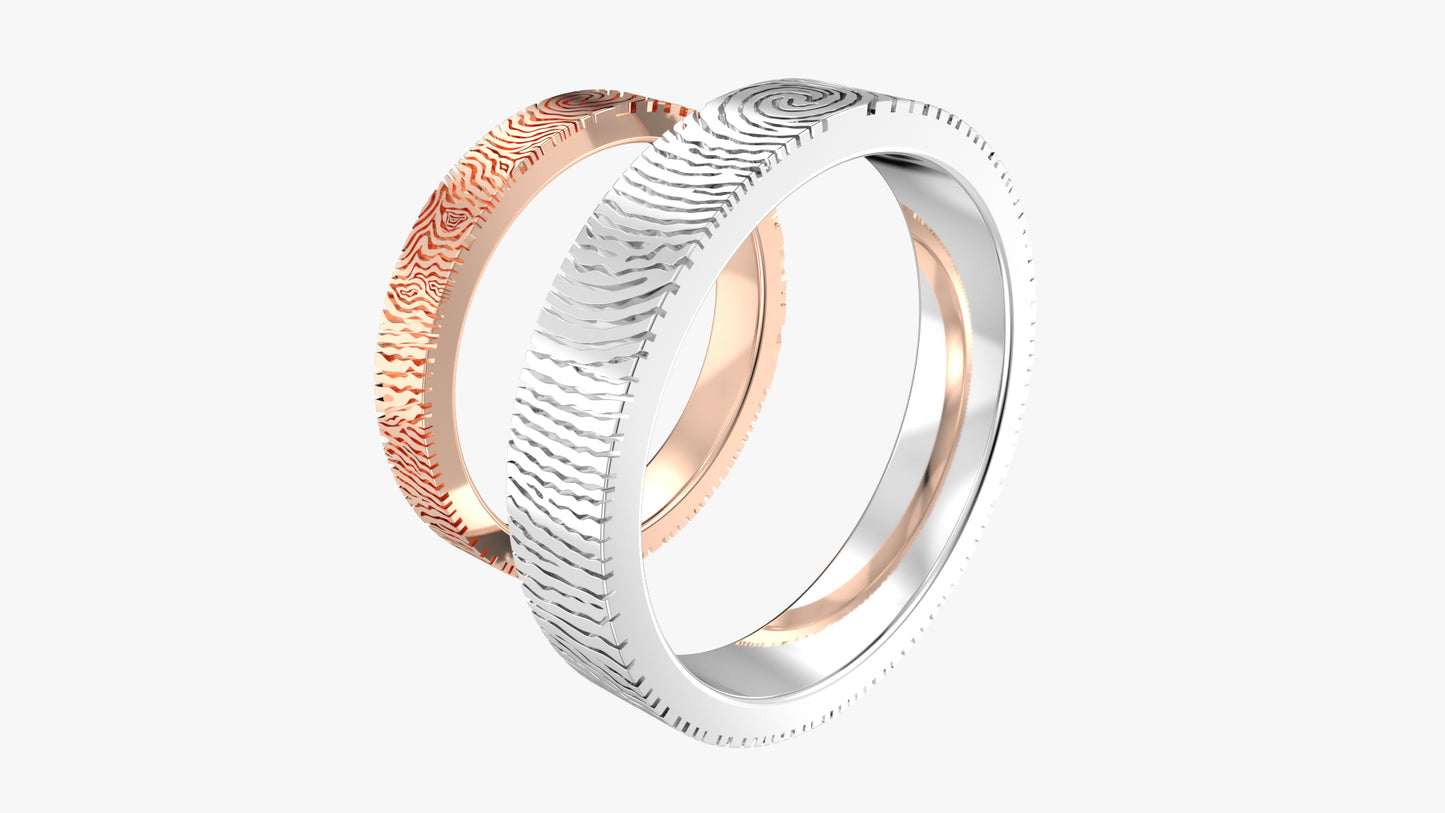 Wedding Set Rings Finger Print Styles CAD Design For Men And Women- CC125MW