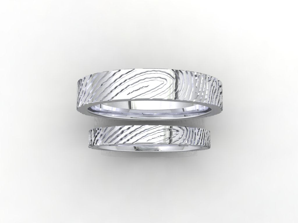 Wedding Set Rings Finger Print Styles CAD Design For Men And Women- CC125MW
