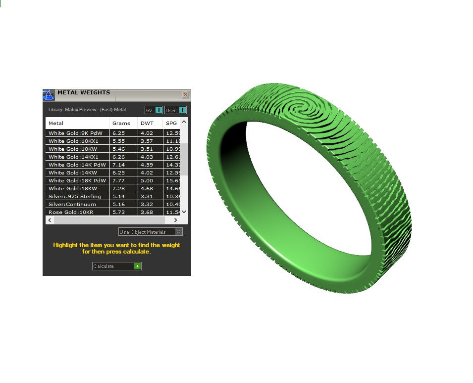 Wedding Set Rings Finger Print Styles CAD Design- CC125M 3D print model