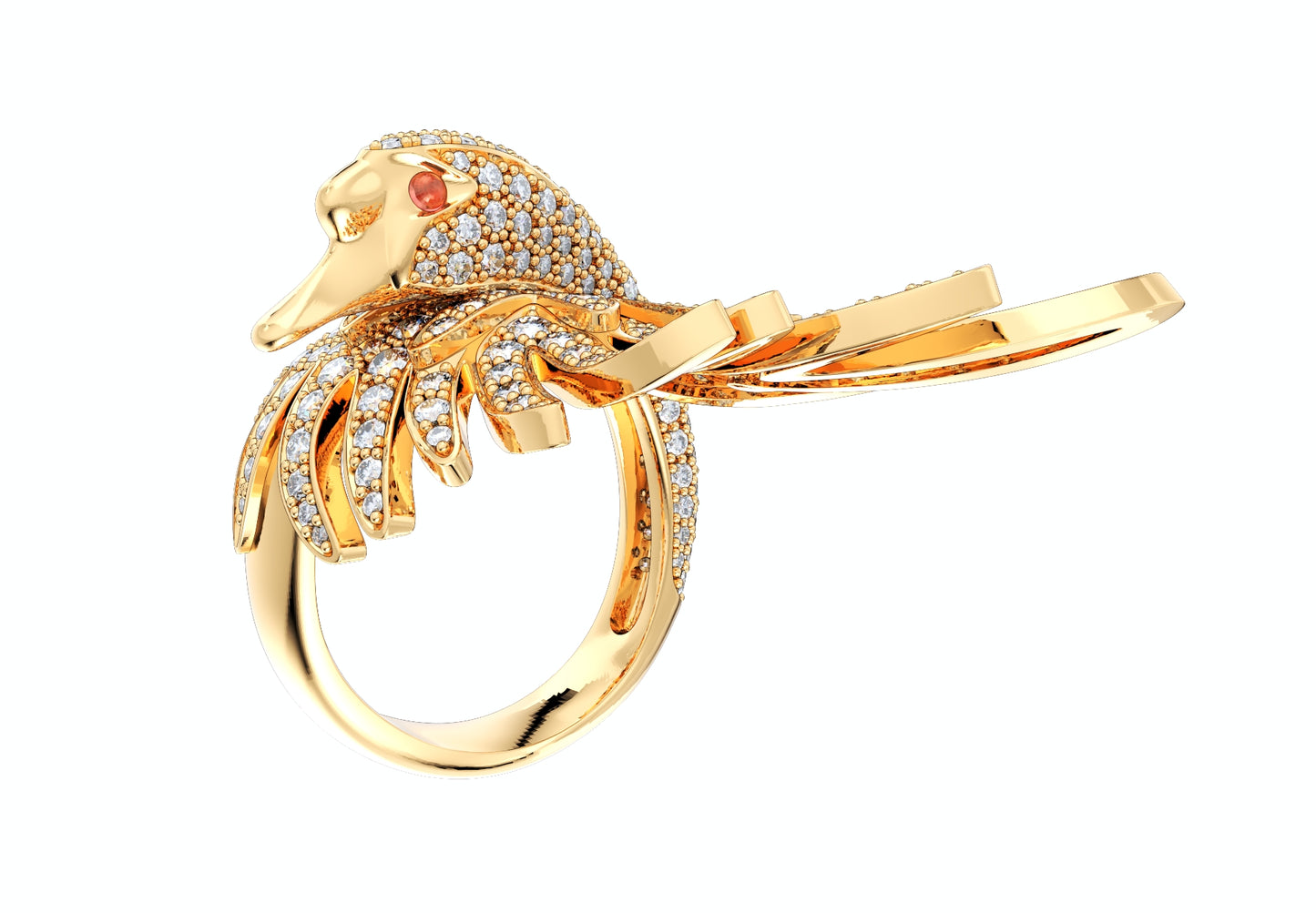 Bird Women Ring 3D CAD Design-R002G 3D PRINT MODEL