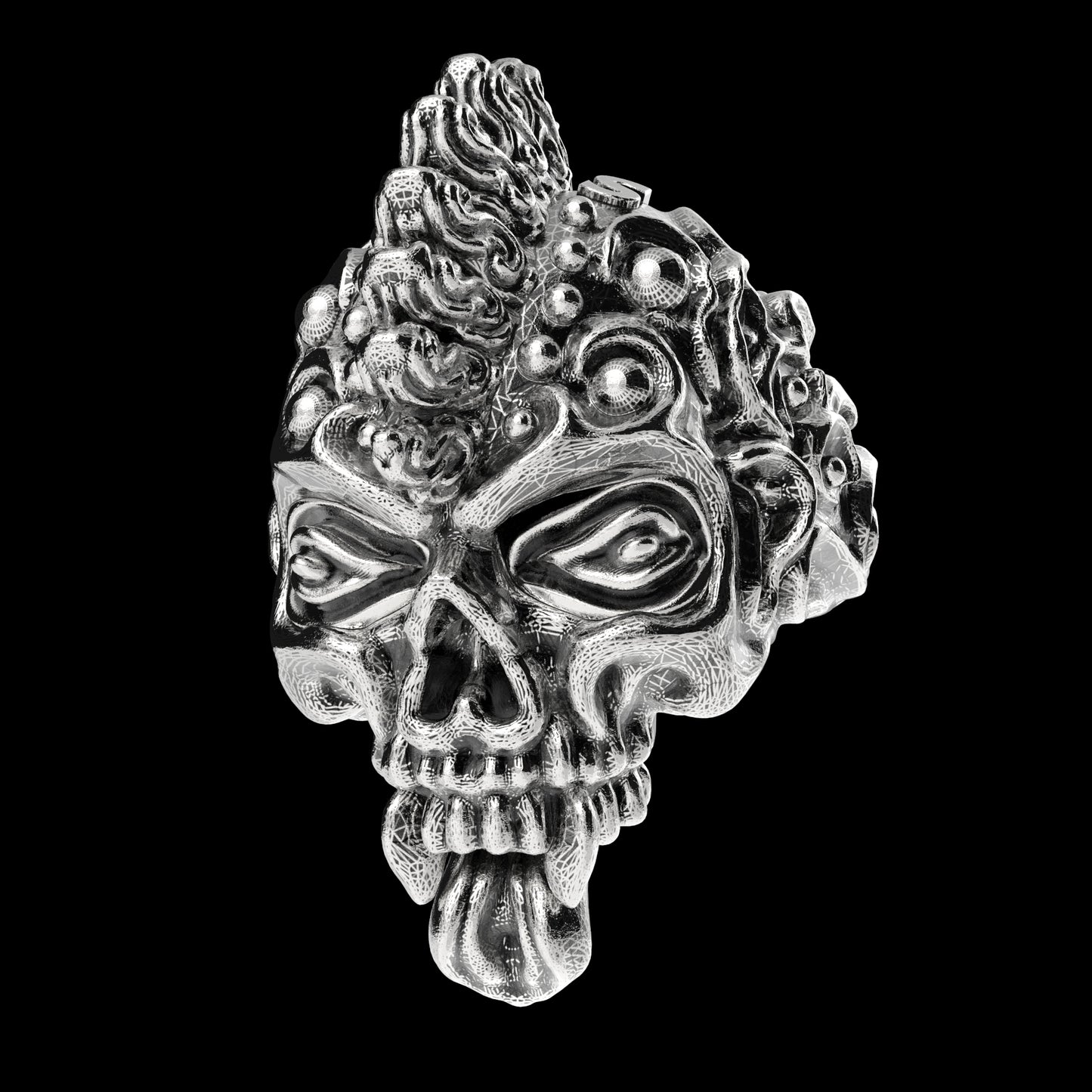 Badass Gothic Punk Skull Ring 3D CAD Design-GP34S 3D Print Model