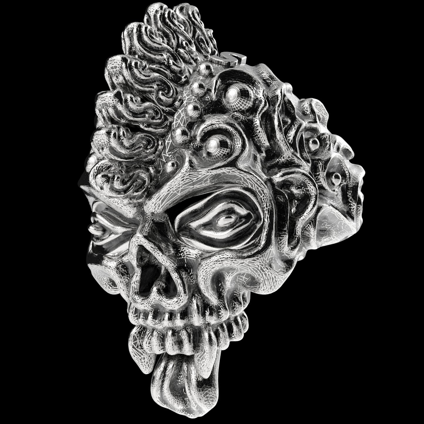 Badass Gothic Punk Skull Ring 3D CAD Design-GP34S 3D Print Model