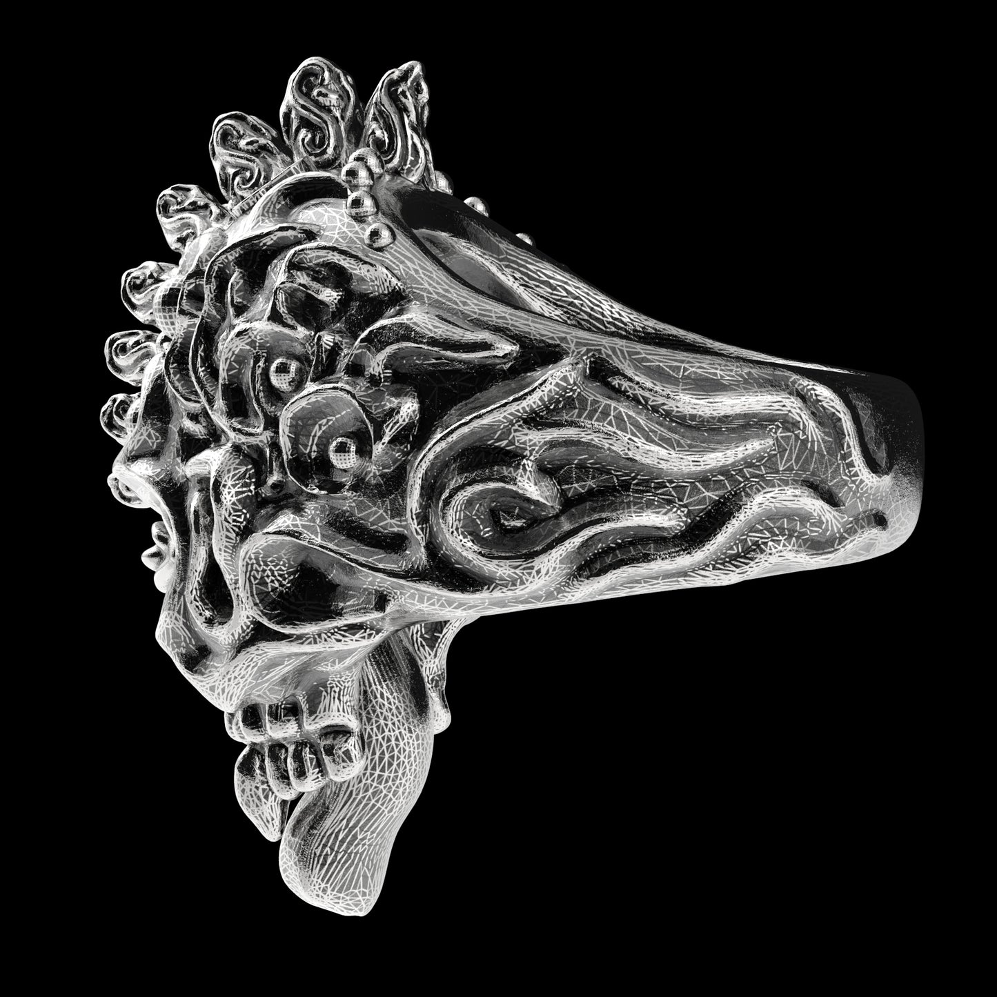 Badass Gothic Punk Skull Ring 3D CAD Design-GP34S 3D Print Model