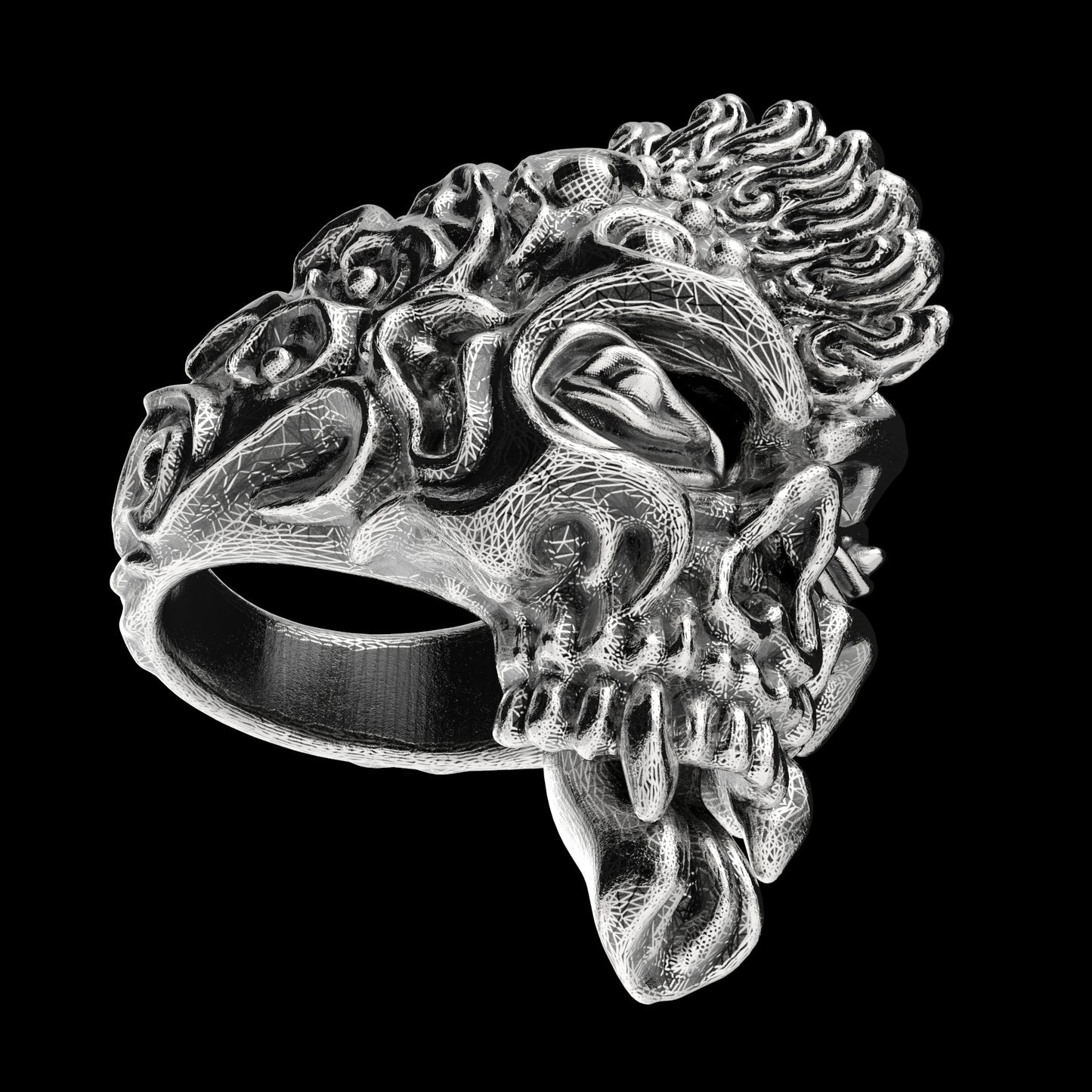 Badass Gothic Punk Skull Ring 3D CAD Design-GP34S 3D Print Model