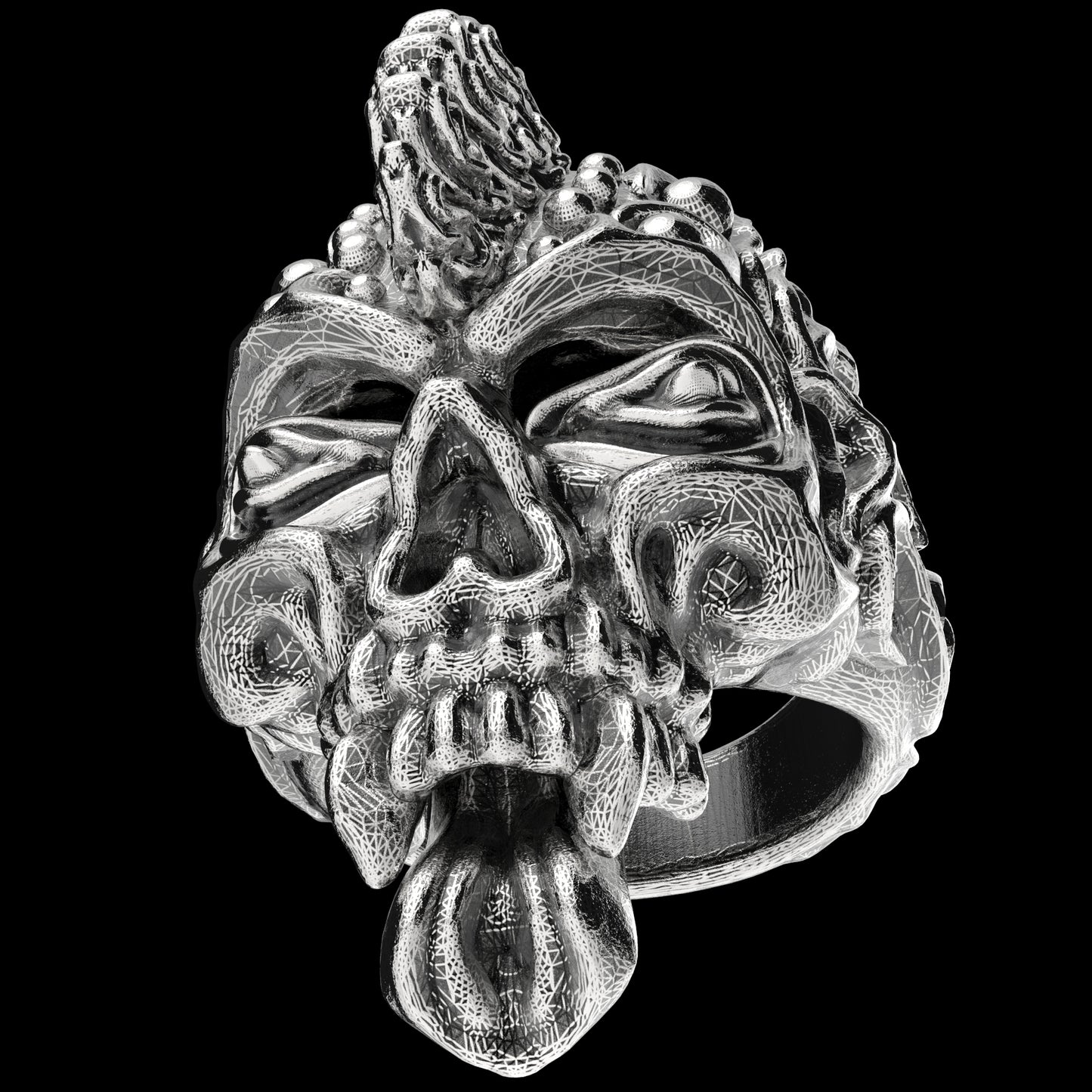 Badass Gothic Punk Skull Ring 3D CAD Design-GP34S 3D Print Model