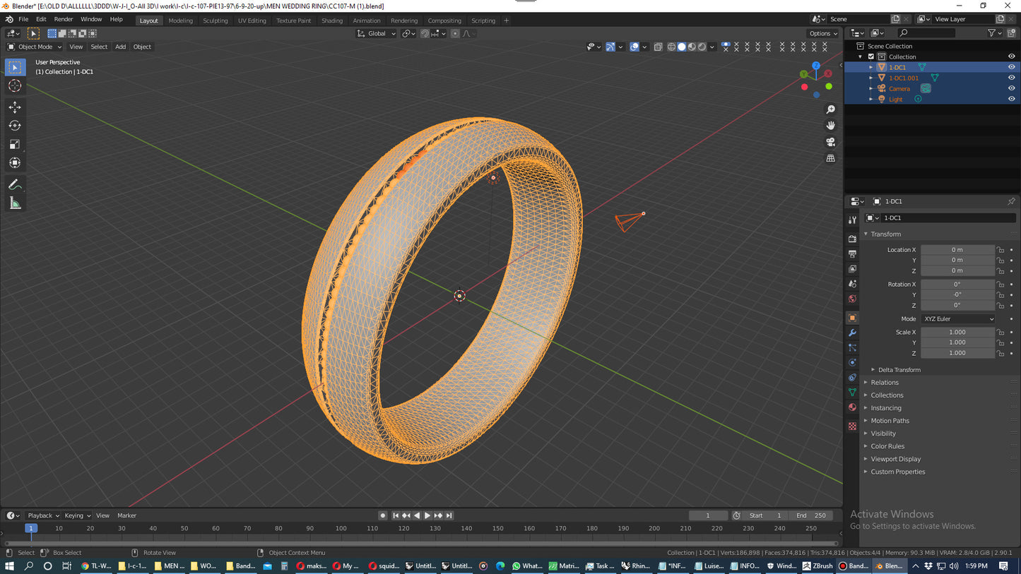 Jewelry Beads Ring Band For Men And Women 3D CAD Design-CC107 3D print model