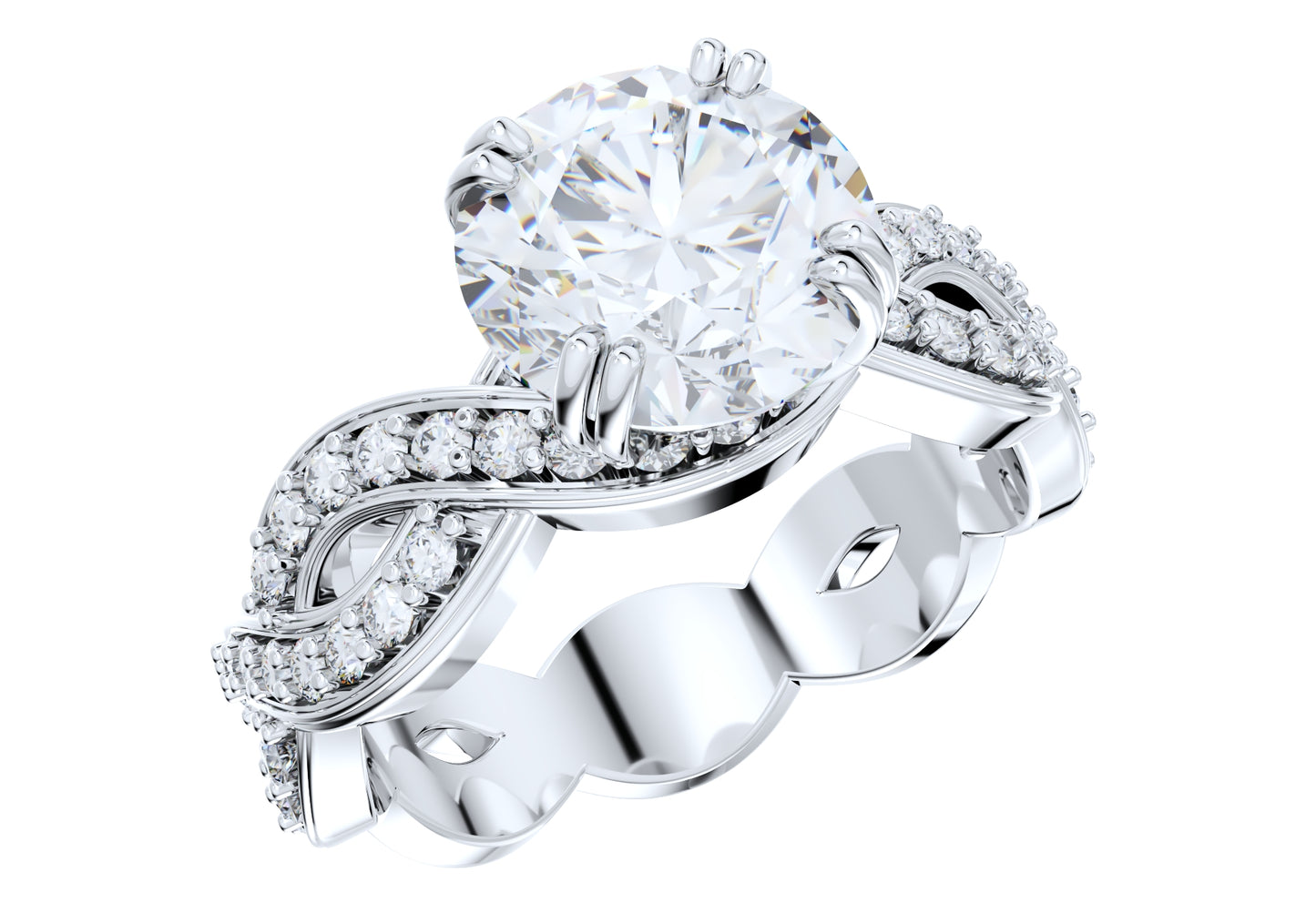 Twisted Engagement Ring Center Diamond 1.30 Carats- LJP01