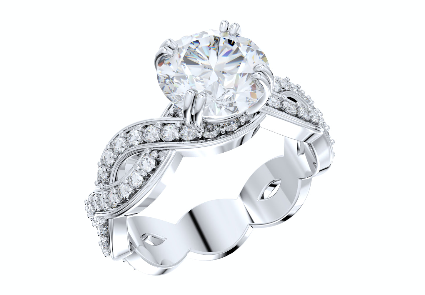 Twisted Engagement Ring Center Diamond 1.30 Carats- LJP01