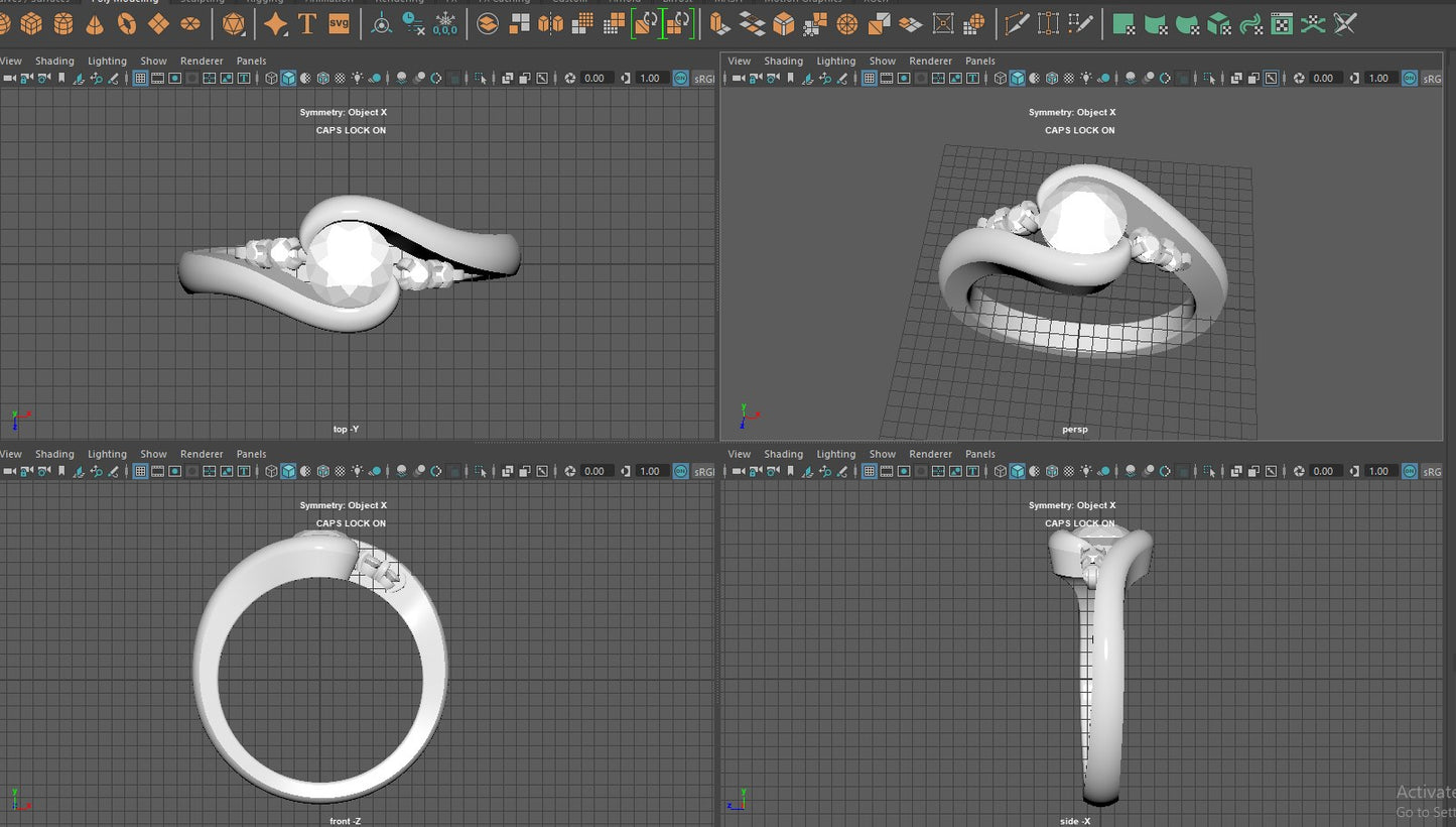 Engagement Ring Solitaire Ring 3D Model Women Ring - CC99 3D print model