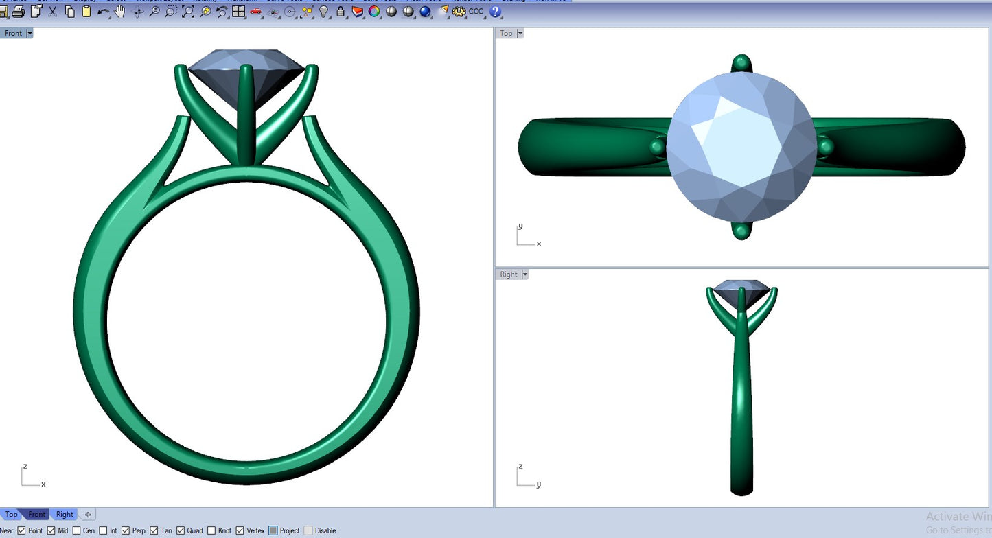 Engagement Ring Solitaire CAD Design-CC119 3D print model