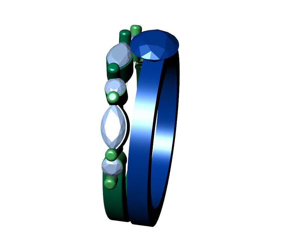 Wedding Set Ring CAD Design-PSTR02 3D Print Model