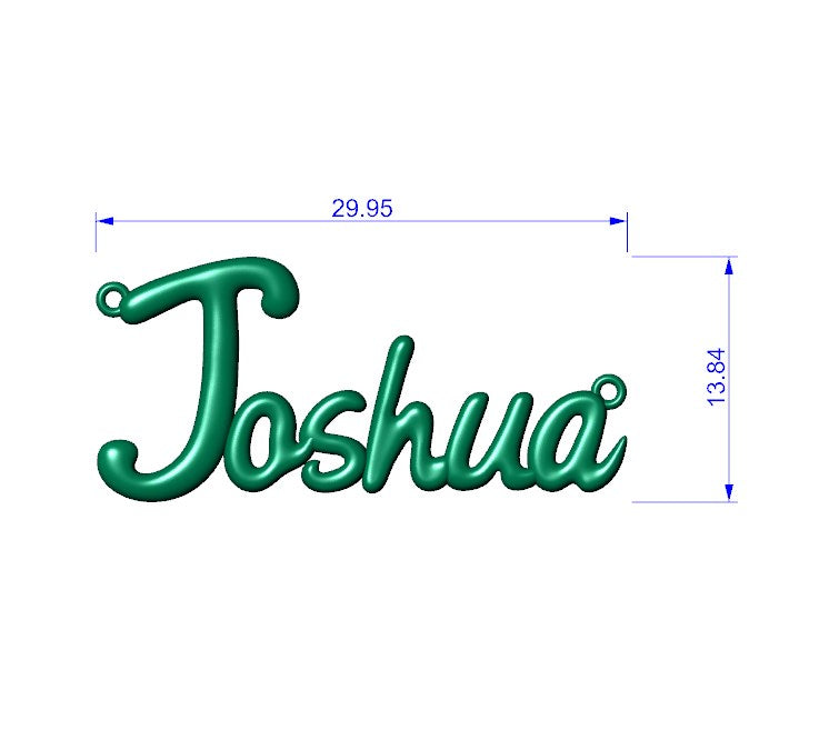Joshua Shiny Surface Version Jewelry Font Necklace Pendant Design- JDS-B 3D Print Model