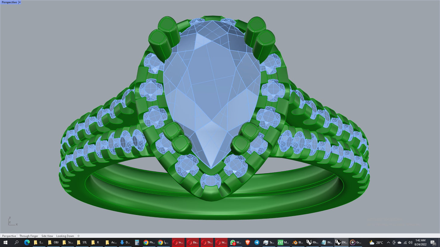 Pear Shape Diamond Engagement Ring -CRL001