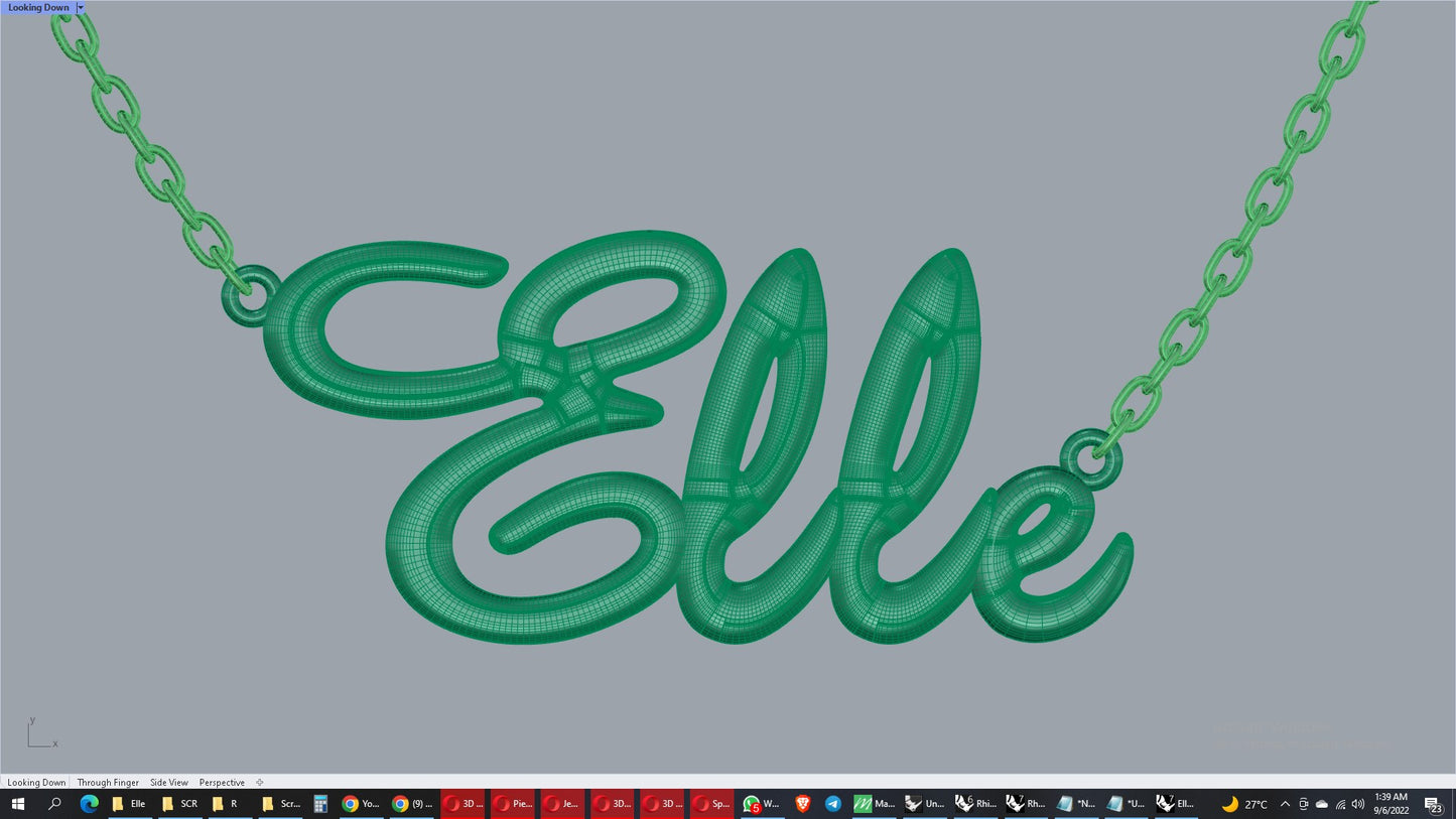 Elle Shiny Surface Version Jewelry Font Necklace Pendant Design-EDS-B 3D Print Model