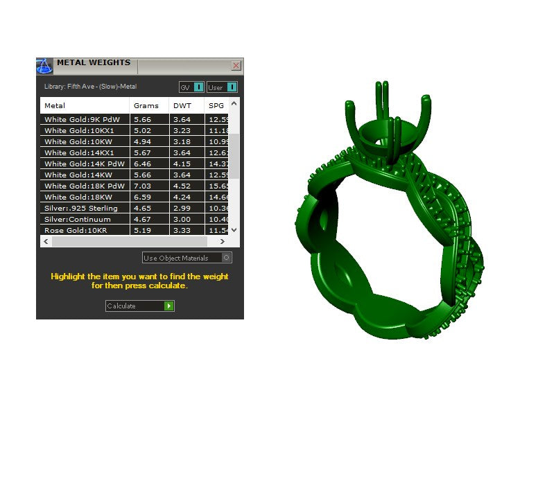 Twisted Engagement Ring Center Diamond 1.30 Carats- LJP01
