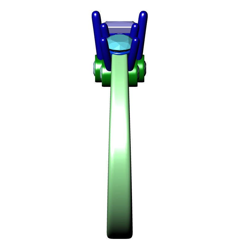 Princess Side Round Diamonds Trilogy Ring Italian Shank-TPSRD-IT 3D Print Model