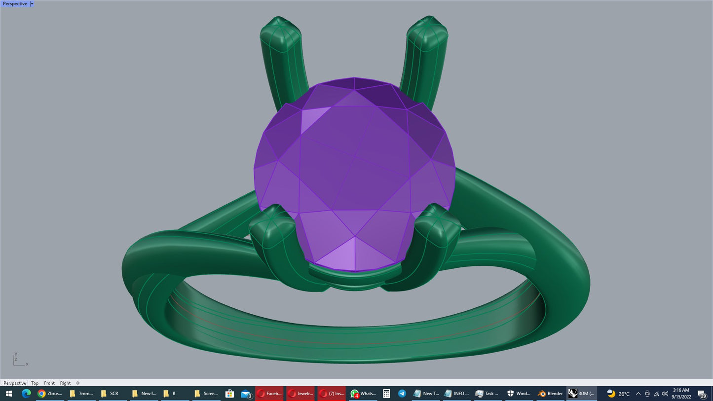 Twisted Oval Gemstone Engagement Ring 3D CAD Design-O11031OR