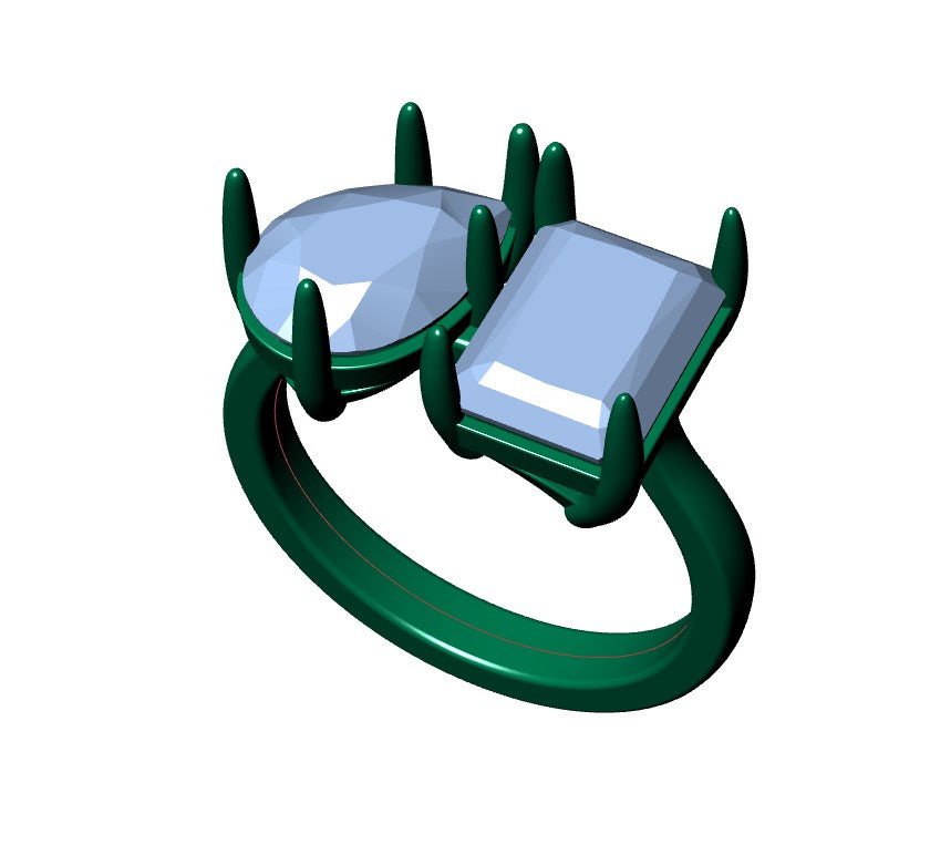 Cocktail Ring Design Emerald And Pear Shape-JCNP-02 3D Print Model