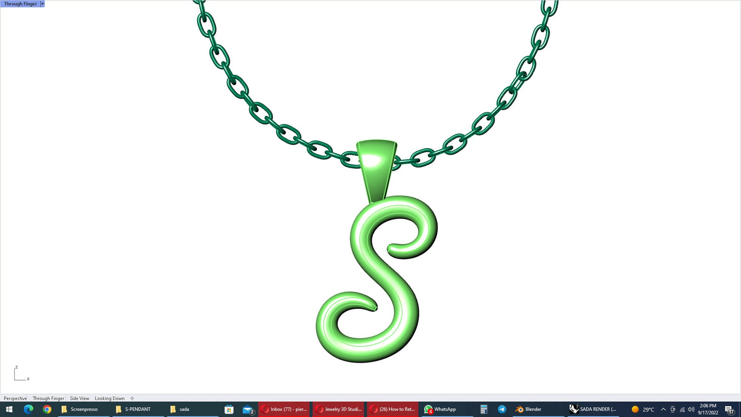 S Font Name Pendant With Shiny Surface-JDSS-SHINY 3D Print Model