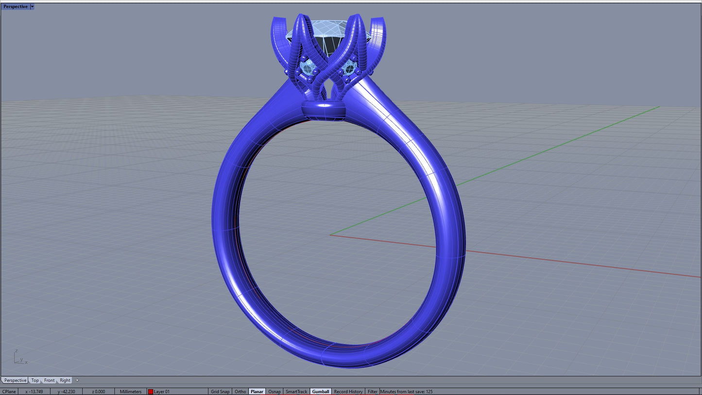 Jewelry Engagement Ring Diamond Basket CAD Design-CC38-5.8mm