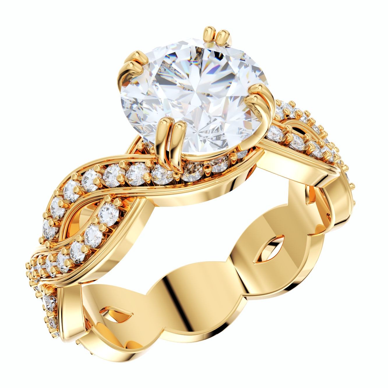 Twisted Engagement Ring Center Diamond 1.30 Carats- LJP01