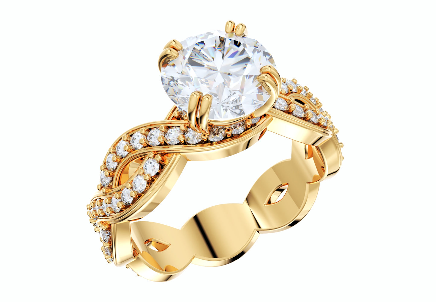 Twisted Engagement Ring Center Diamond 1.00 Carats- LJP02