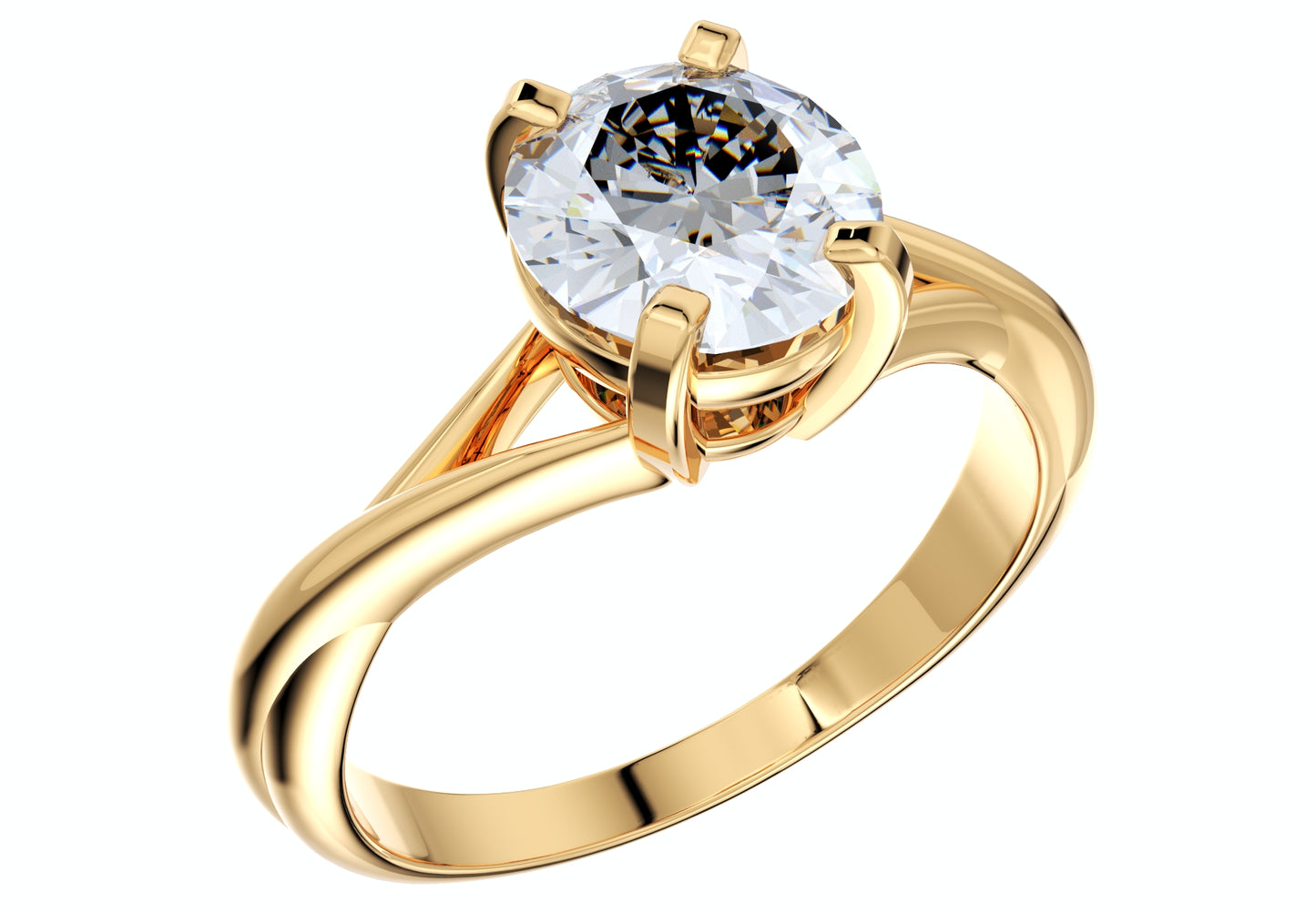Twisted Oval Gemstone Engagement Ring 3D CAD Design-O11031OR