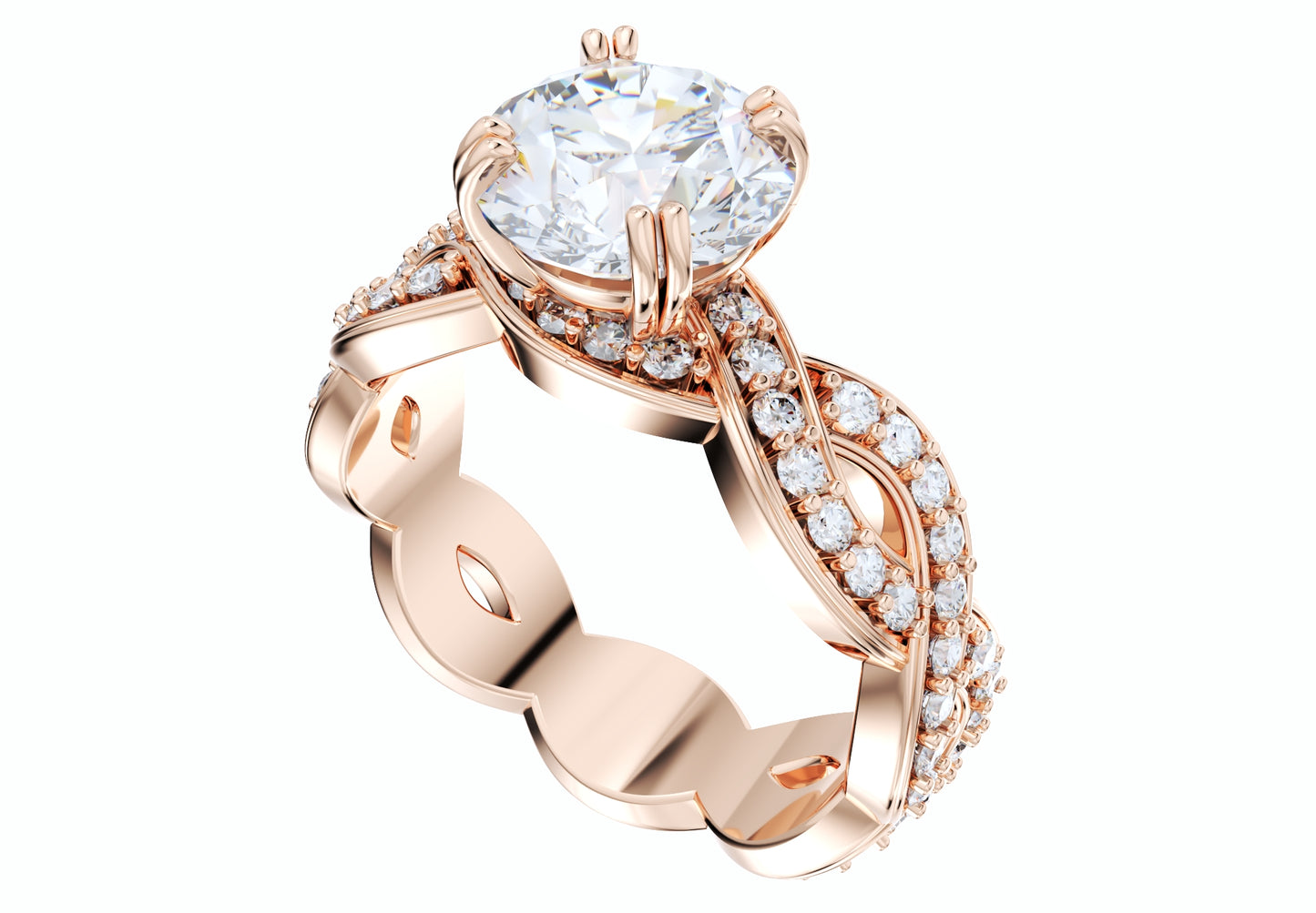 Twisted Engagement Ring Center Diamond 1.30 Carats- LJP01