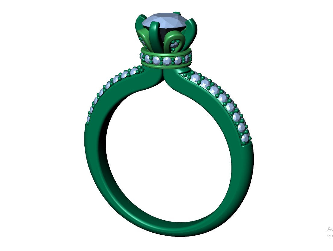 Engagement Solitaire Diamond Ring 3D CAD Design-CC117 3D print model