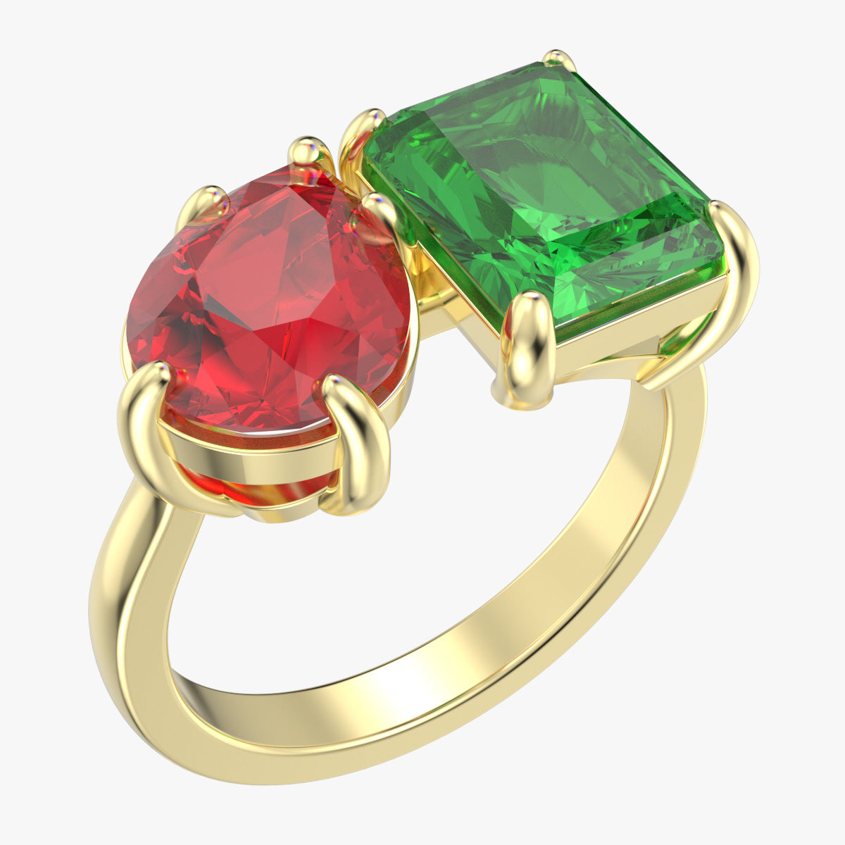 Cocktail Ring Design Emerald And Pear Shape-JCNP-02 3D Print Model