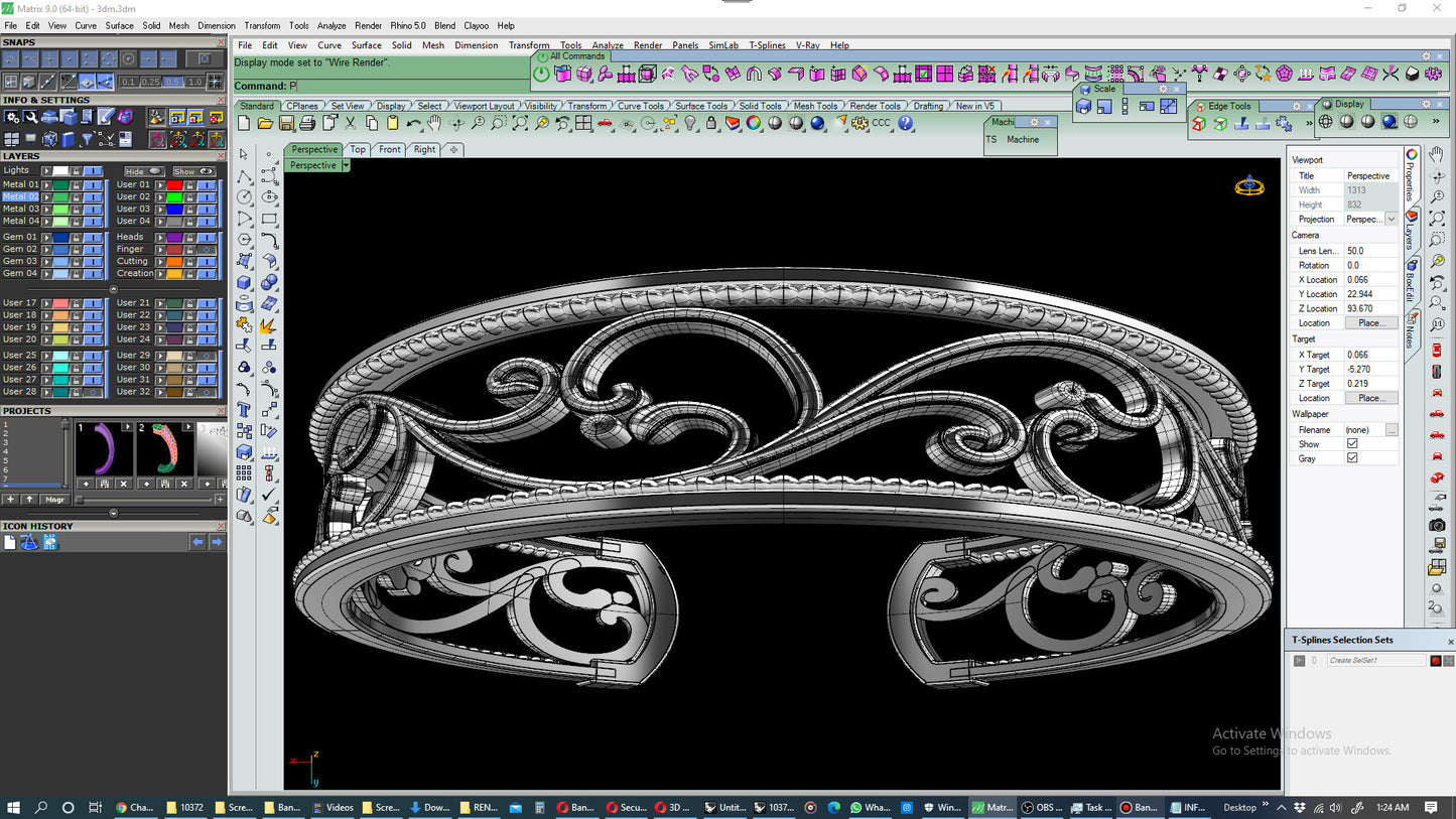 Bracelet Bangle 3D CAD Design Spring Rate Style-O-1-102