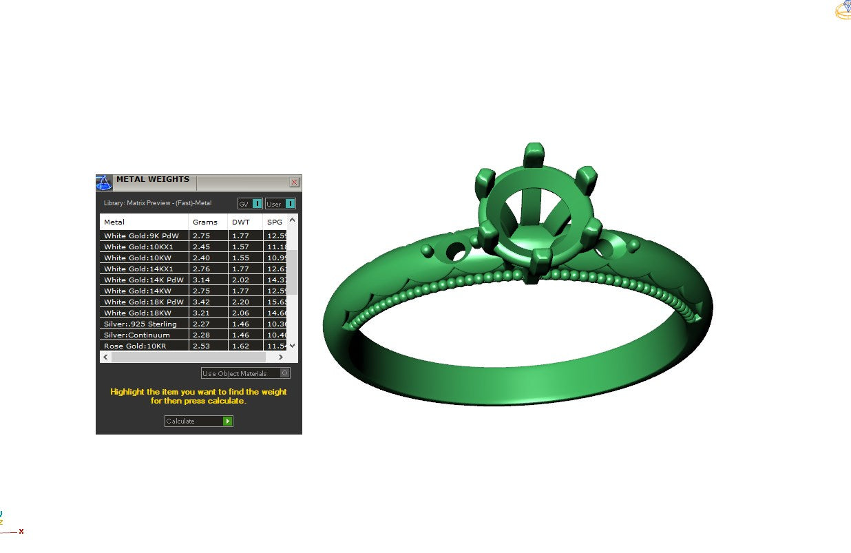 Engagement Ring Light Weight Solitaire Ring CAD Design-O-1-106